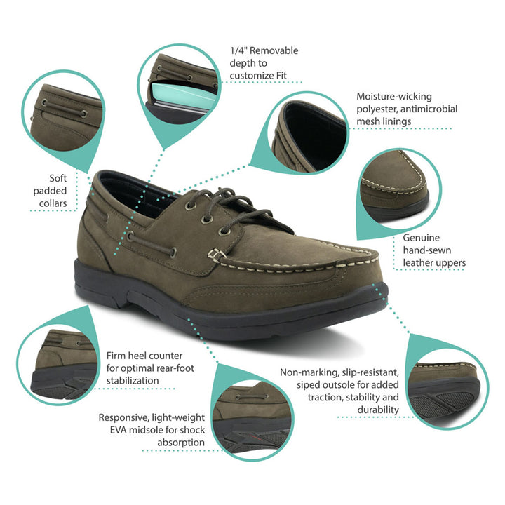 Men's Orthopedic Boat Shoe - Dark Brown