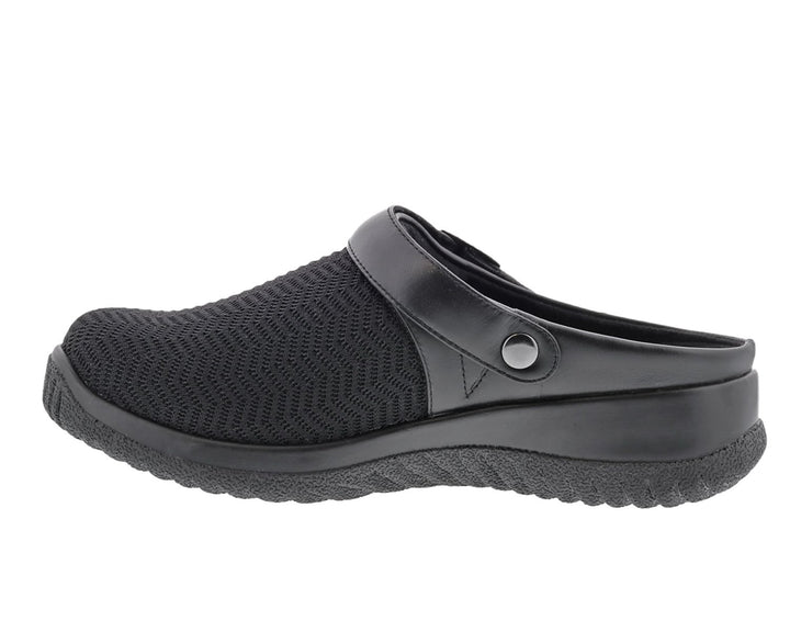 SAVANNAH Black Wavy Stretch Fabric/Leather
