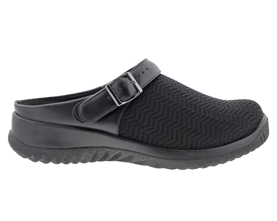 SAVANNAH Black Wavy Stretch Fabric/Leather