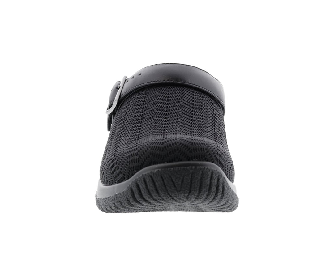 SAVANNAH Black Wavy Stretch Fabric/Leather
