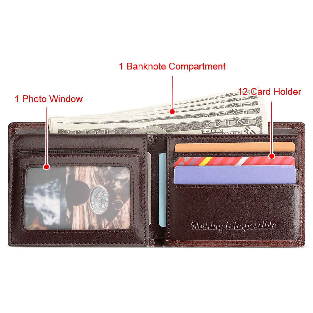 KAVIS Handmade Men's Wallet - Genuine Leather RFID Block