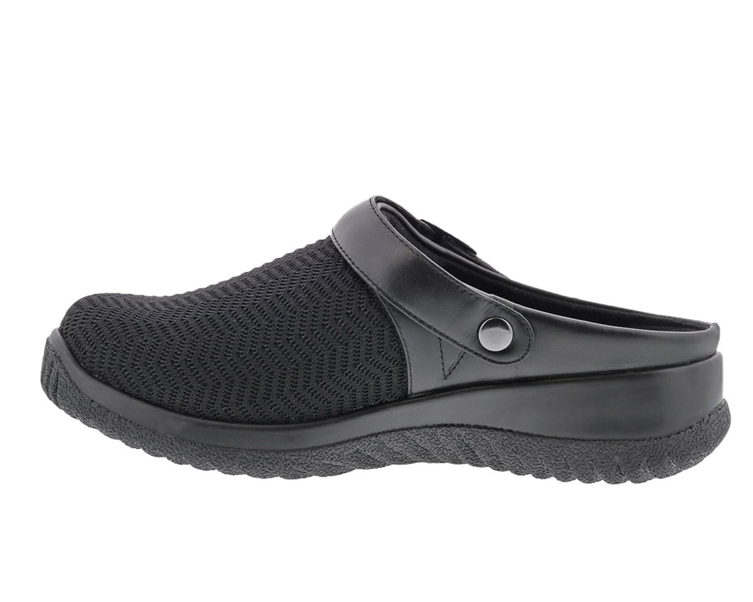 SAVANNAH Black Wavy Stretch Fabric/Leather